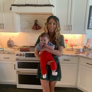 Green sequin shorts romper from Francesca's. Worn once.